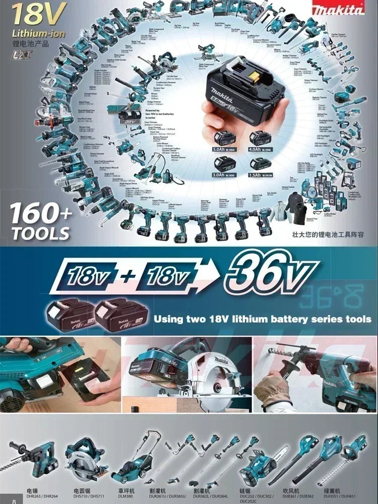 Original 100% Makita 6Ah is used for replacing lithium battery with 18V battery BL1840BL1830b BL1850BL1860BL1815.