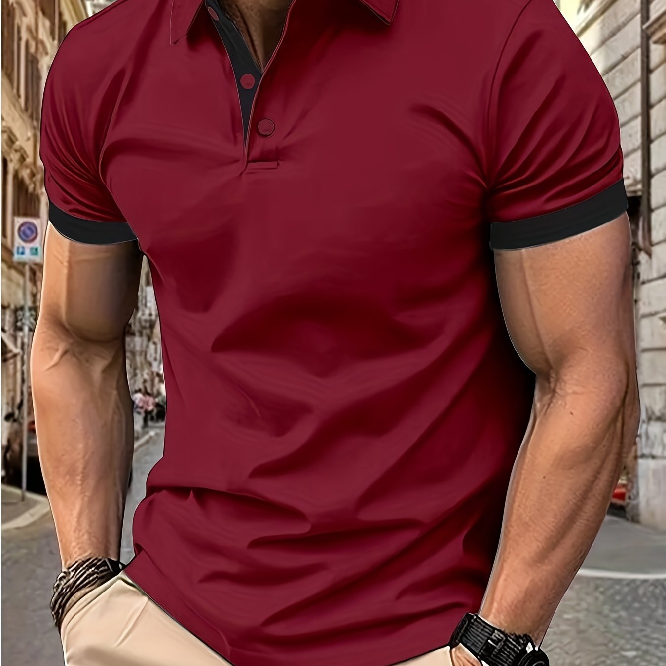 Men's Golf Shirt, Breathable Fabric, V-Neck, Short Sleeves, Summer