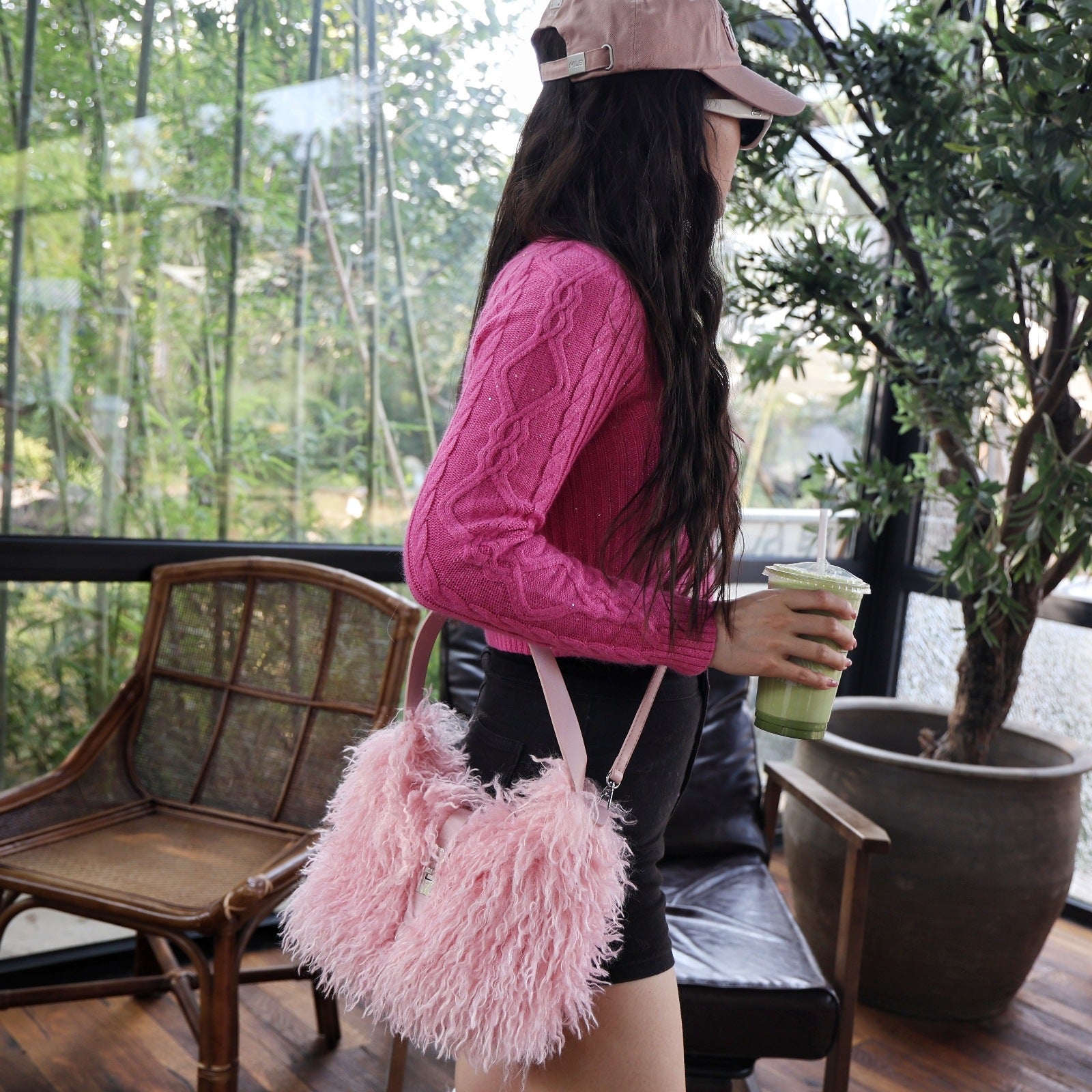 Women's Faux Wool Handbag - Soft &amp; Elegant Crossbody Bag