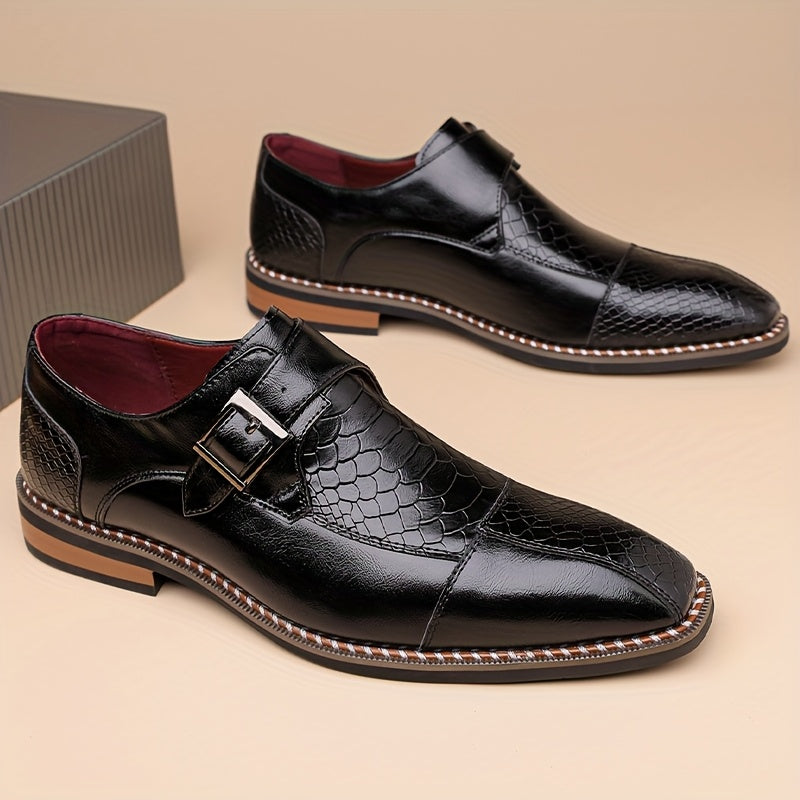 Men's Crocodile Leather Pointed Toe Elegant Office Loafers