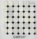 Milky white and black corner cut mosaic stone G48P147