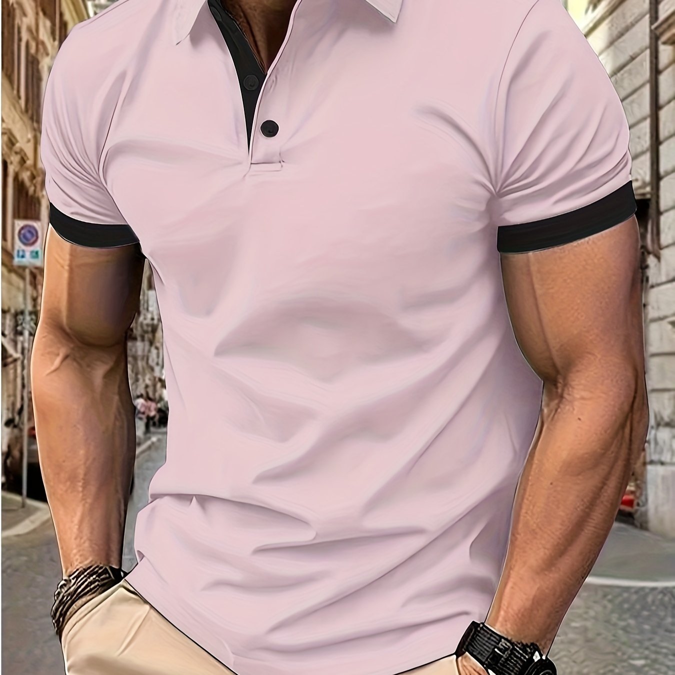 Men's Golf Shirt, Breathable Fabric, V-Neck, Short Sleeves, Summer