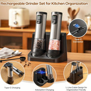 Large Rechargeable Electronic Salt &amp; Pepper Mill with LED Light