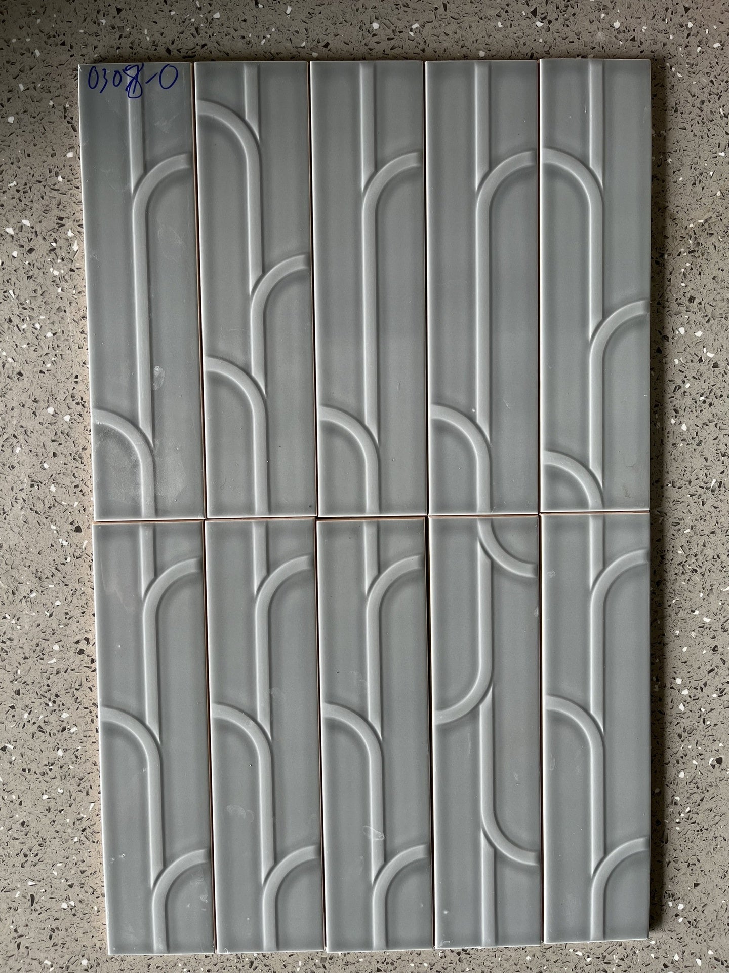 [0308-0]Gray glossy patterned tile 75x300mm code 0308-0