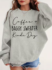 Women's Coffee Gray Hoodie &amp; Kangaroo Pocket Loose Hoodie