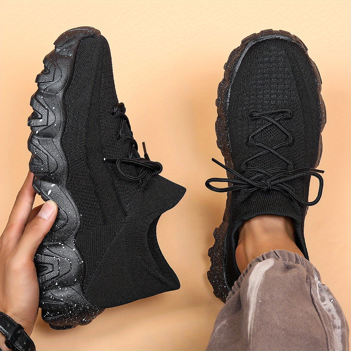 Giày Sneaker Nam Thể Thao Họa Tiết Hình Học Thoáng Khí