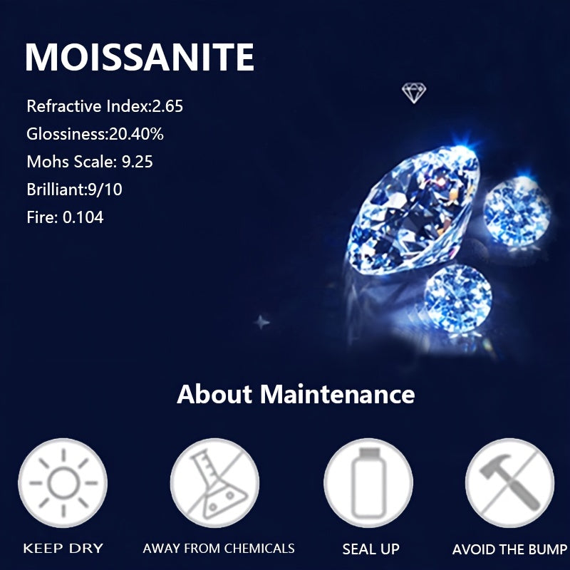 Moissanite 925 Silver Engagement Ring, High Quality, Shining