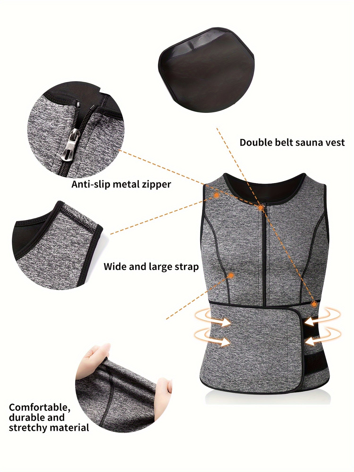 Áo GYM Nam Đai Nịt Bụng Co Giãn, Có Khóa Kéo & Đai - Daisan Mart
