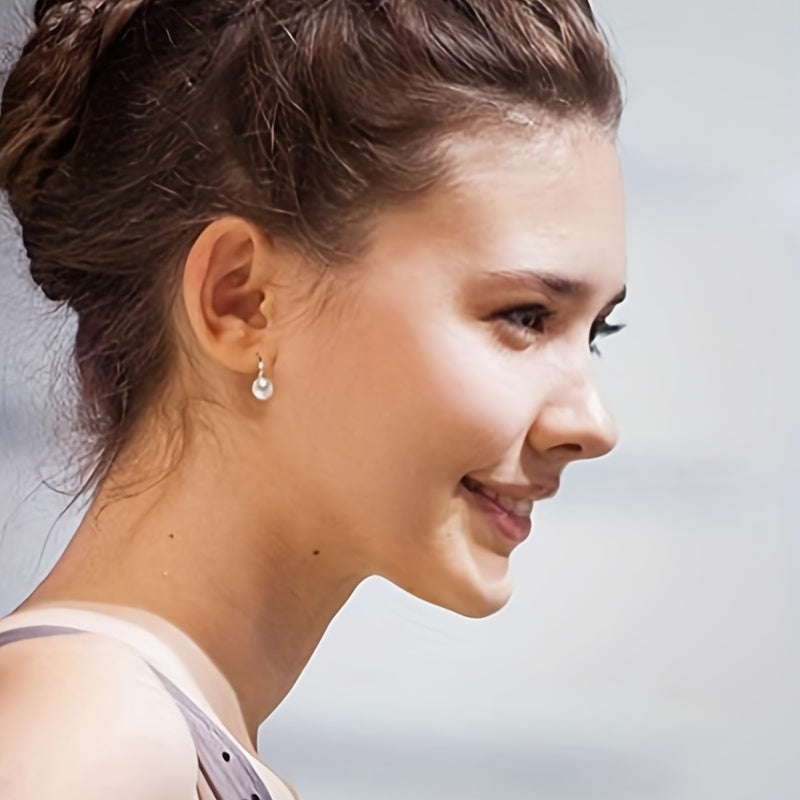 Elegant 925 Silver Faux Pearl Earrings