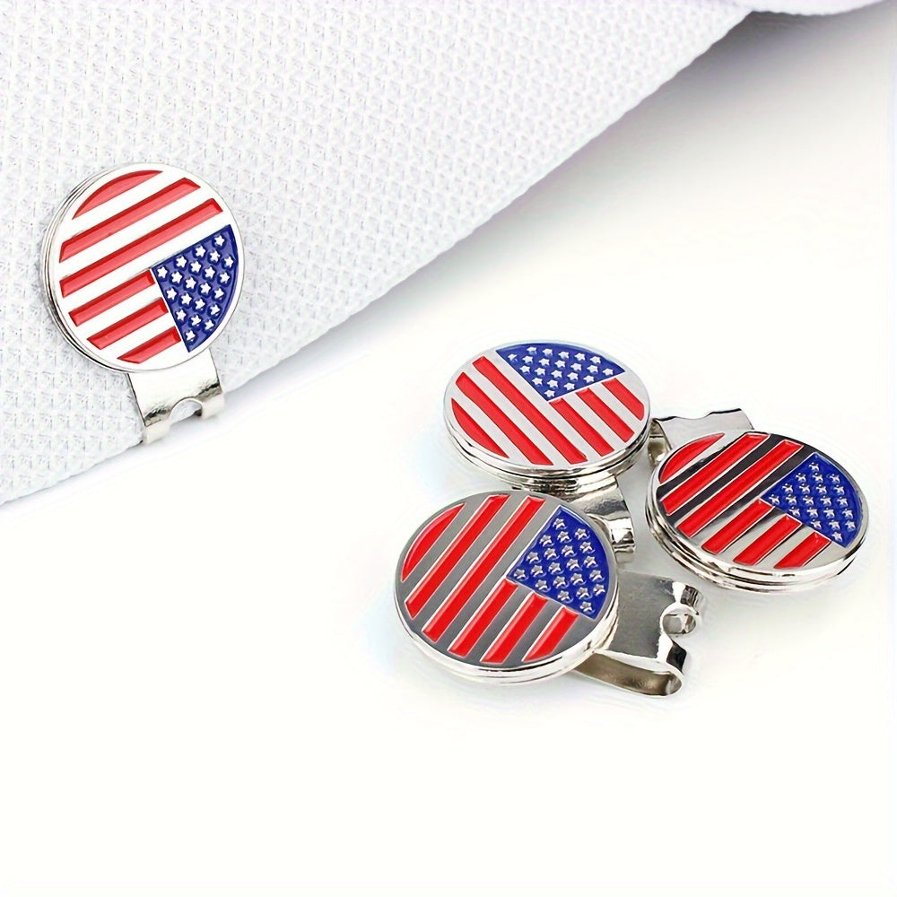 Kẹp Mũ Golf Từ Tính 4PCS - Họa Tiết Cờ Mỹ, Quà Tặng Golf