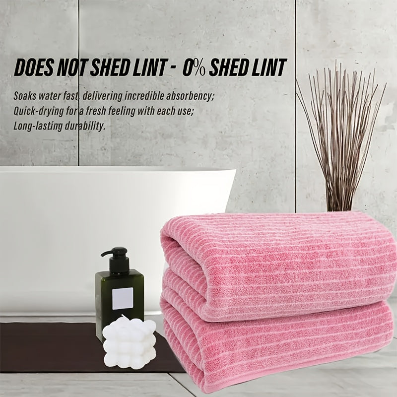 4pcs Oversized Bath Towel Set. Wraps Full Body with Star-Striped Large Bath Towel, Face Towel, Hand Towel, And Head Towel. 1 Oversized Soft Coral Fleece Bath Towel 78.74X41.34 Inches + 3 Square Towels 11.81X11.81 Inches. Soft