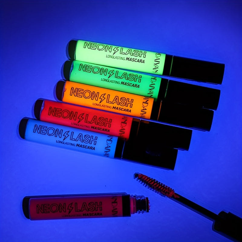 6-Color Neon Mascara UV Luminous Smudge-proof Long-lasting