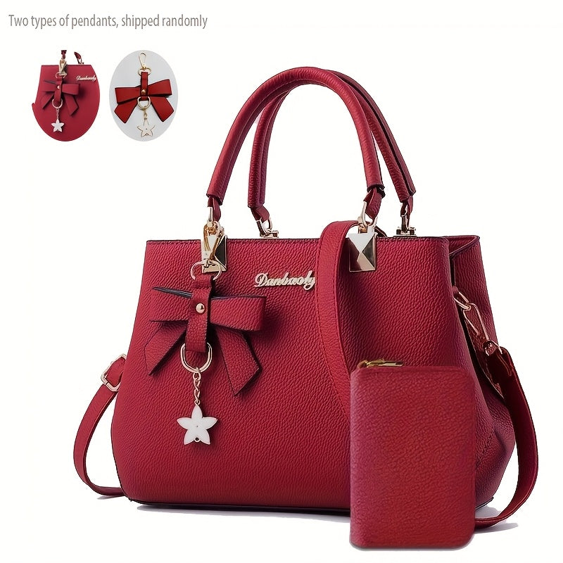 Women's Handbag with Multi-Functional Bow and Cute Mini Wallet