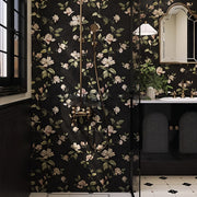 Luxurious Black Waterproof Pre-Painted Floral Wallpaper