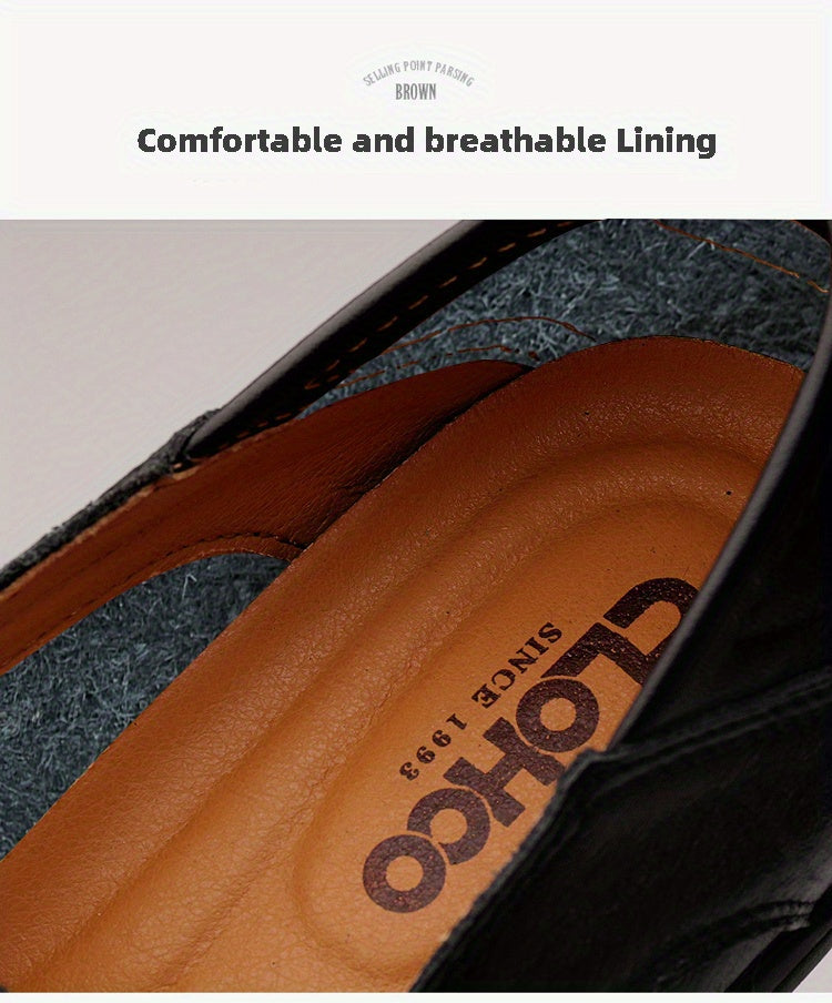 CLOHOO Men's Genuine Leather Loafers for Elegant Office