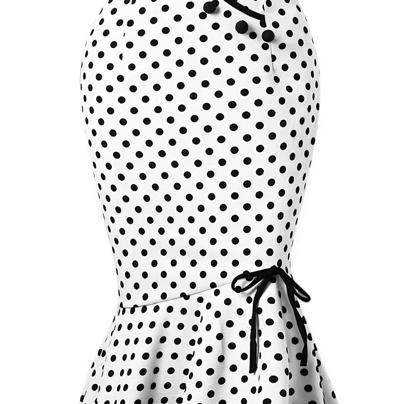 Polka Dot Bodycon Button Lace Up Skirts, Sexy Mature Fishtail Party Skirts, Women's Clothing - Daisan Mart