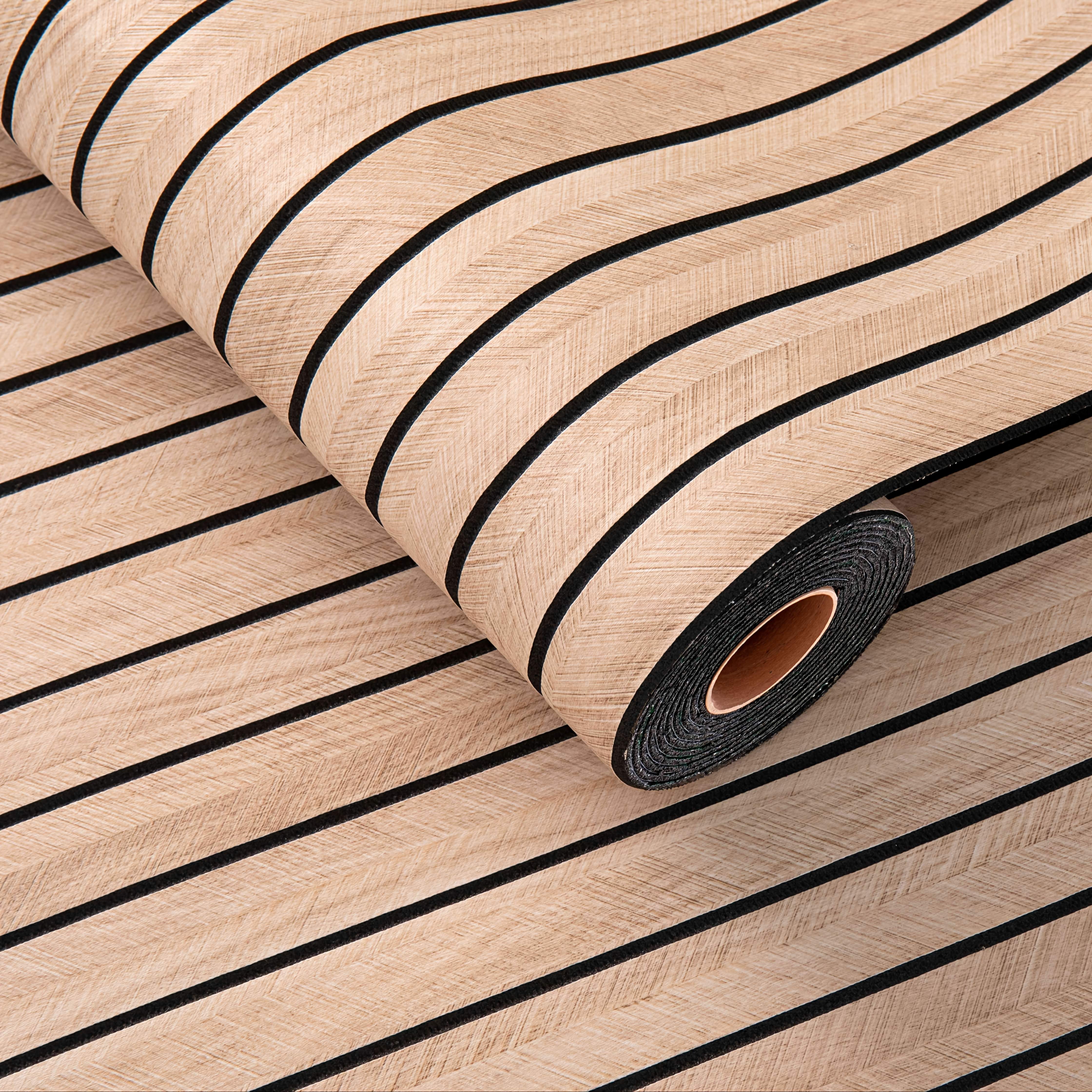 3D Striped Wood Grain Wallpaper, Easy to Stick, Home Decoration