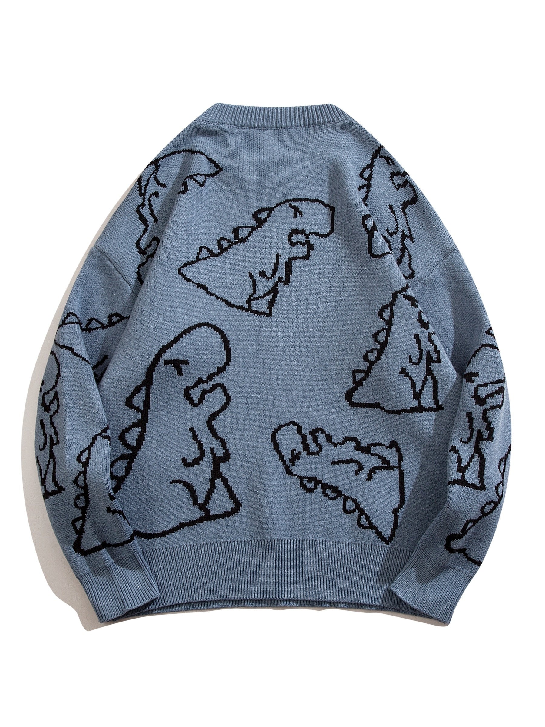 Áo len unisex khủng long xanh đen, dáng rộng, ấm áp - Daisan Mart