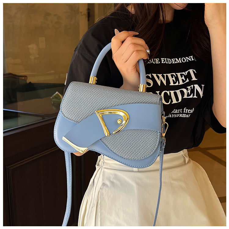 Women's Crossbody Bag - Gold Lock, Compact, Luxurious