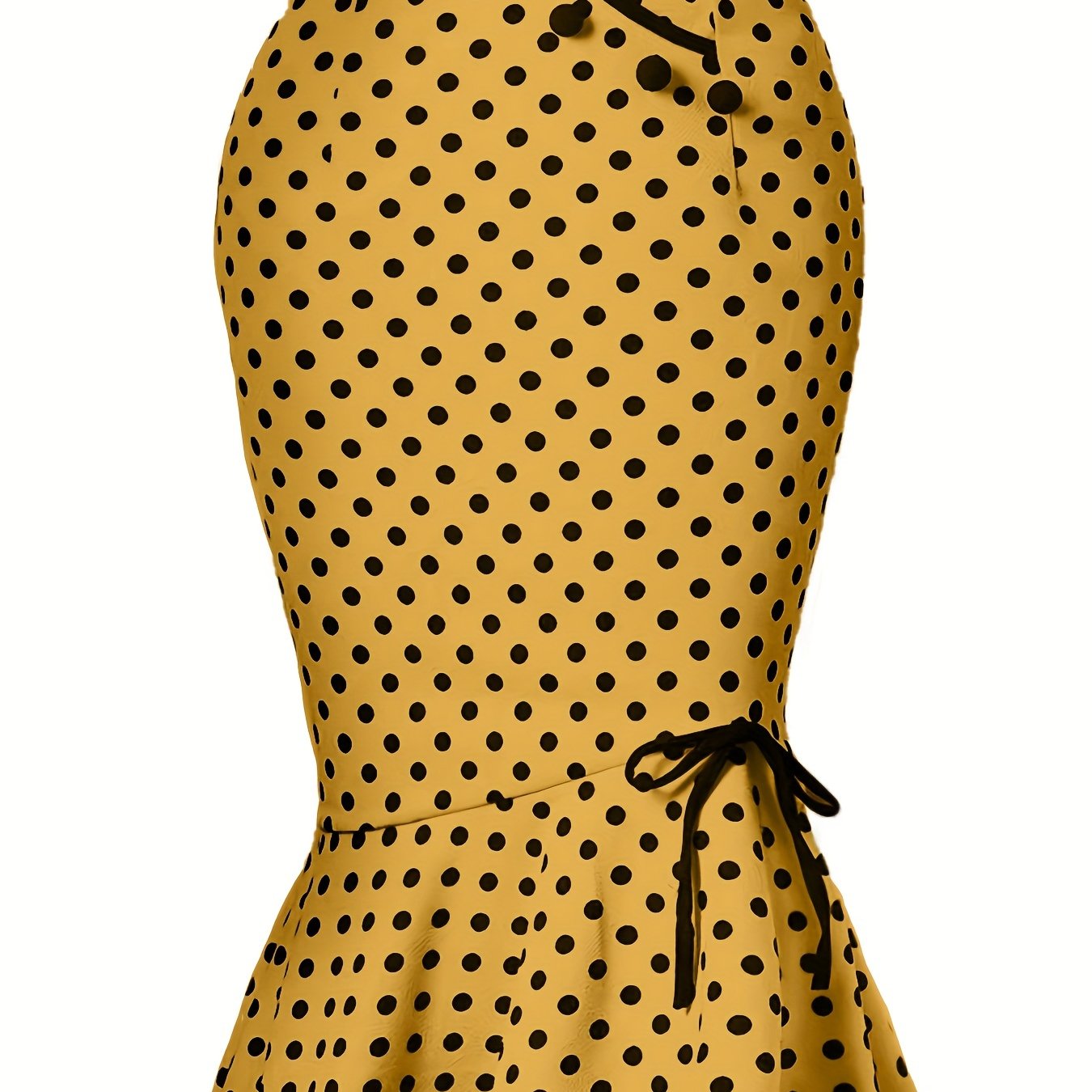 Polka Dot Bodycon Button Lace Up Skirts, Sexy Mature Fishtail Party Skirts, Women's Clothing - Daisan Mart