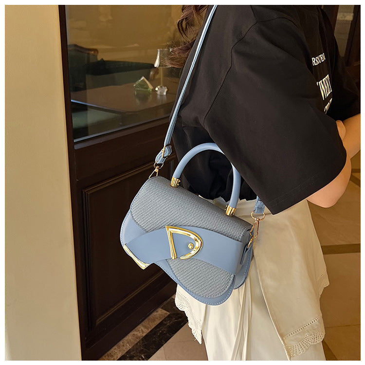 Women's Crossbody Bag - Gold Lock, Compact, Luxurious