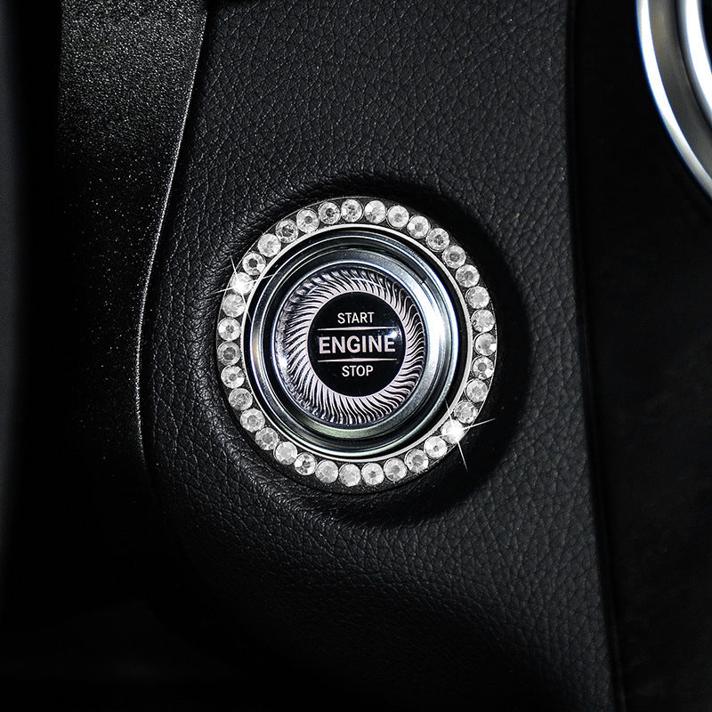 Zinc Alloy Ignition Button Cover with Sparkle Effect - "START STOP" Design, Plated, Easy Installation, Fits Most Vehicles, Ignition System Upgrade | Sparkling Button Cover | Glossy Finis - Daisan Mart