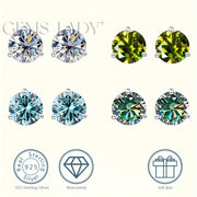 Exquisite 925 Silver 3-Claw Moissanite Shiny Earrings