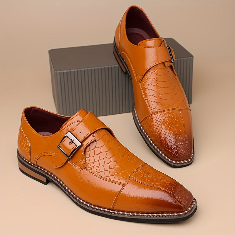 Men's Crocodile Leather Pointed Toe Elegant Office Loafers