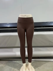 Women'S High-Waisted Pants - Non-Slip Grip, Sexy Slim Fit Tight Leggings, All-Season & Casual Pants for Everyday Formal Outfits - Elegant Brown Bottoms, Versatile Clothing, Sleek Design, Plush Lining, Shaping Undergarments, E