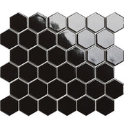 Modern Hexagon Black Ceramic Mosaic Tile Antibacterial