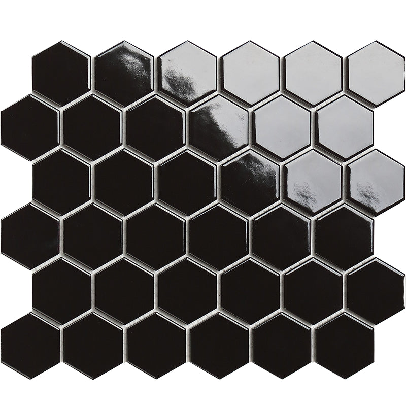 Modern Hexagon Black Ceramic Mosaic Tile Antibacterial