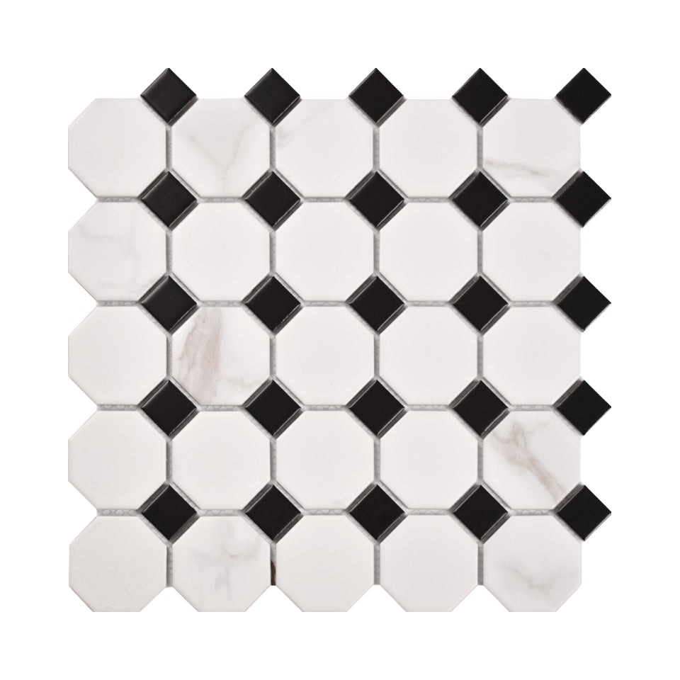 6mm Thick Antibacterial Octagonal Mixed Ceramic Mosaic Tile