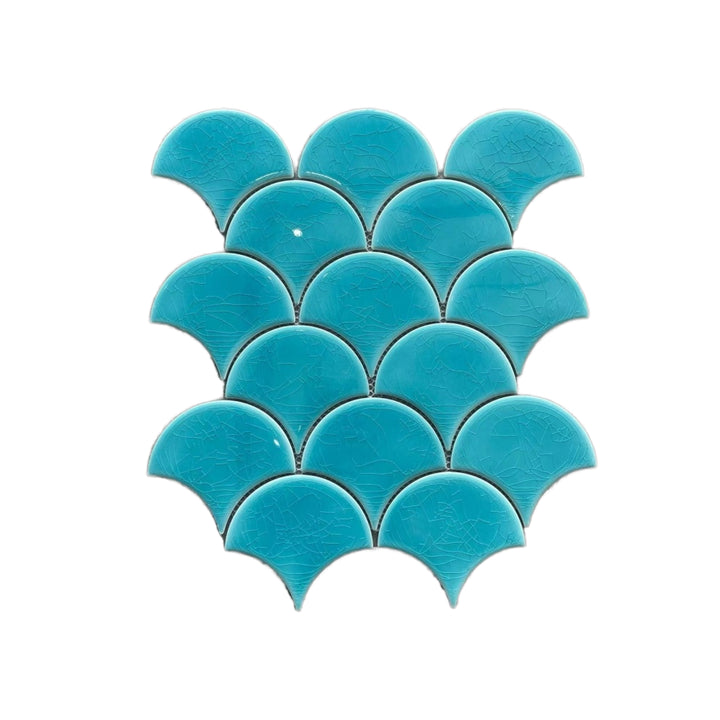 6mm Antibacterial Fireproof Sky Blue Ceramic Mosaic Tile