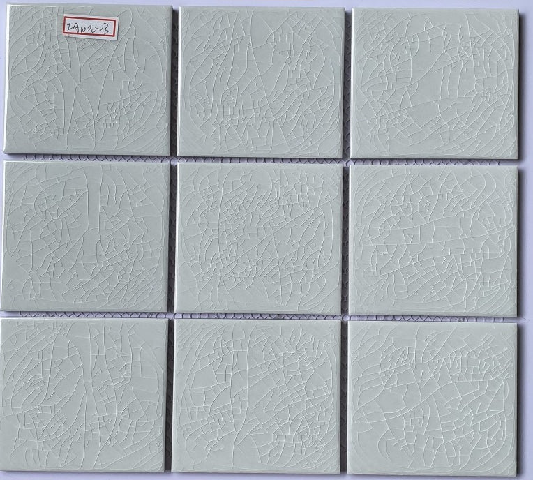 Chip crackle glaze ceramic mosaic tile, size 100x100mm, code 100031