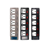 Ổ cắm điện kéo dài 5 lỗ đa năng kiểu Pakistan, Tiêu chuẩn Anh, màu Đen, có công tắc. - Daisan Mart