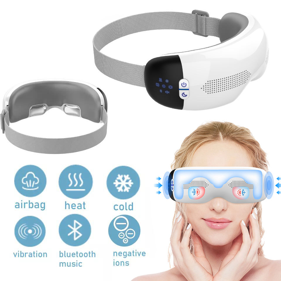 Healthpal OEM Electronic Smart Eye Massager, Rechargeable, Vibration, Hot Cold, Bluetooth Music Playback and Hot Compress. 