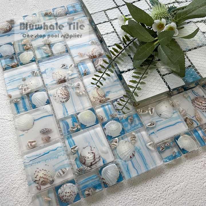 Square Seashell Epoxy Resin MOSAIC Tiles 