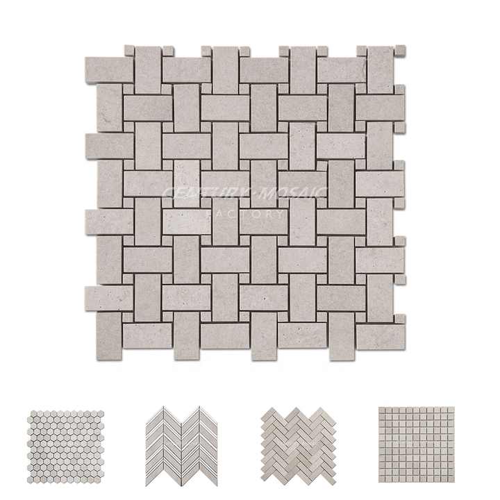 Light Cream Travertine Mosaic Tiles For Home Decoration