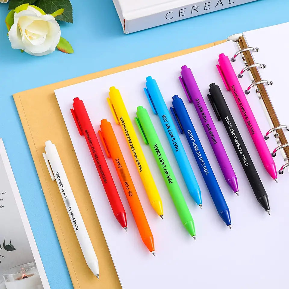 Gel Pen Black Ink Clicker 0.5mm Ultra Fine Tip Macaron Color Plastic Shell Custom Emotion Printing 