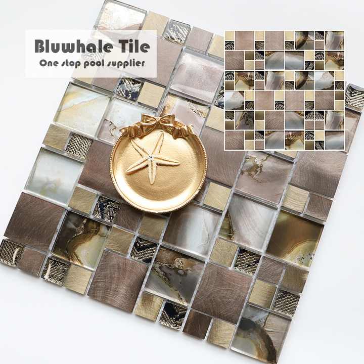 Foshan square stainless steel metal mosaic tiles 