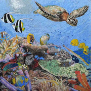 Sea turtle art glass mosaic painting for high-end bathroom decoration 