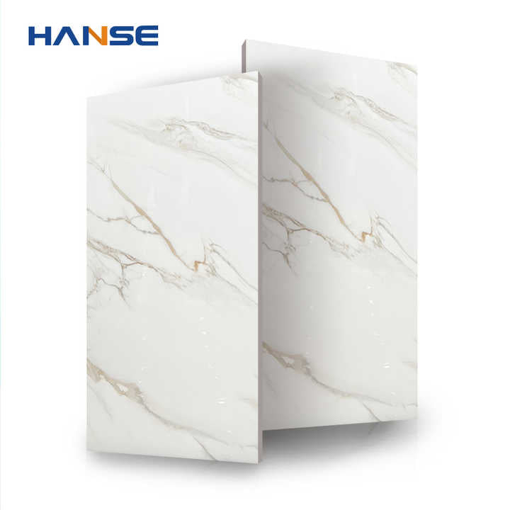 Large size glossy white ceramic tiles with stone pattern for kitchen and bathroom 
