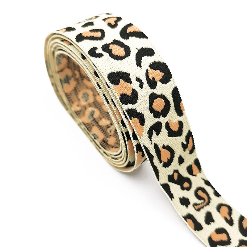 Wholesale Hot Sale Custom Logo Printed Leopard Jacquard Knitted Belt for Clothing, Bags 