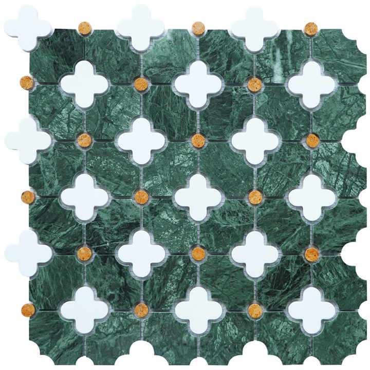 Ming green marble mosaic tiles with green pattern 