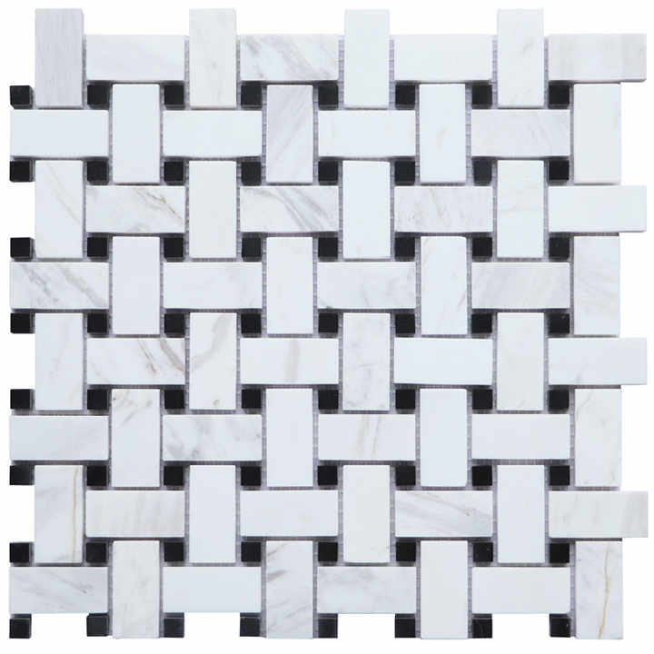 Irregular stone mosaic floor tiles 