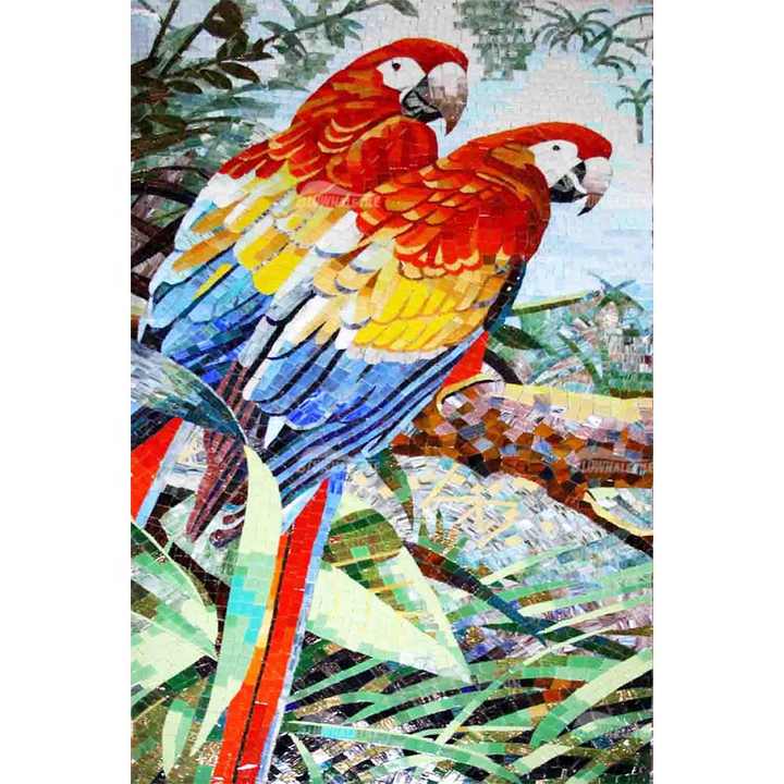 Cheap custom flower decorative handmade art painting supplier glass bird pattern wall puzzle 