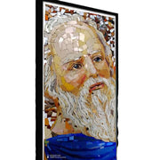 Small handmade mosaic painting decorates modern luxury living room hallway 
