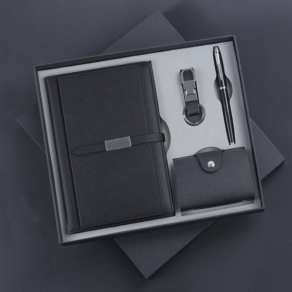 Quà tặng văn phòng du lịch sang trọng Sổ tay bìa cứng da PU A5 có logo tùy chỉnh, kèm ổ USB và bút