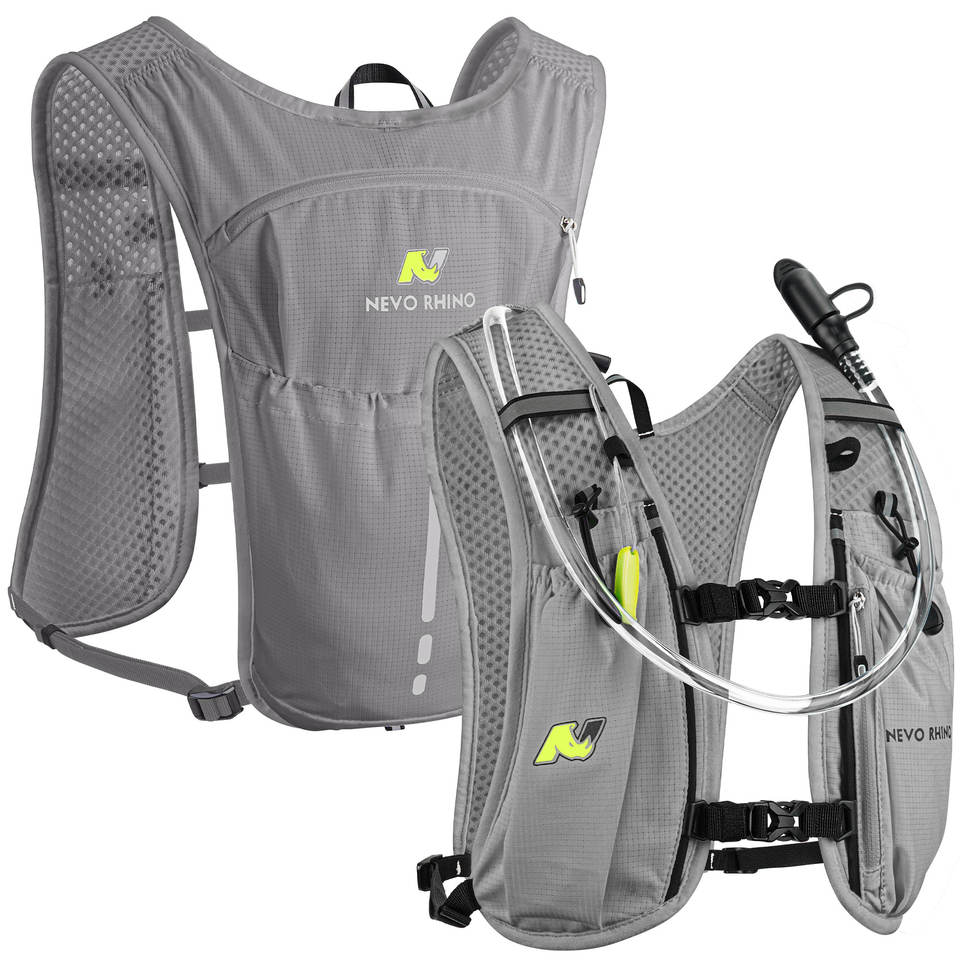 Lightweight insulated nylon running vest, compatible with 1.5L hydration bladder, for cycling and outdoor backpacking adventures 