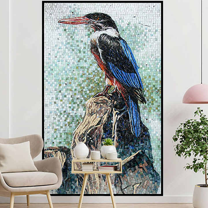 Ceramic mosaic with mosaic horse and bird pattern for modern living room wall decoration 